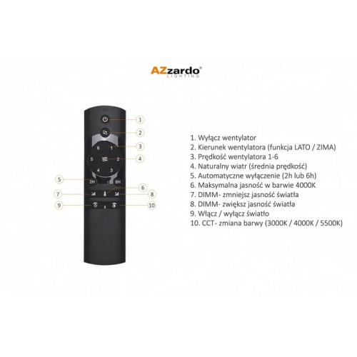 Люстра-вентилятор Azzardo VENETI CCT + REMOTE CONTROL AZ4447