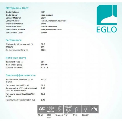 Люстра-вентилятор Eglo SUSALE 35042