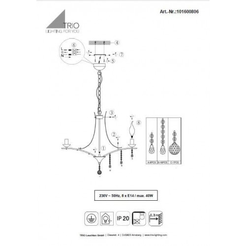 Люстра Trio LUCERNA 101600806