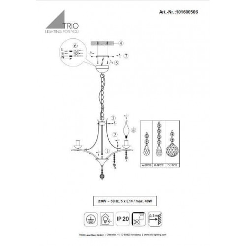 Люстра Trio LUCERNA 101600506