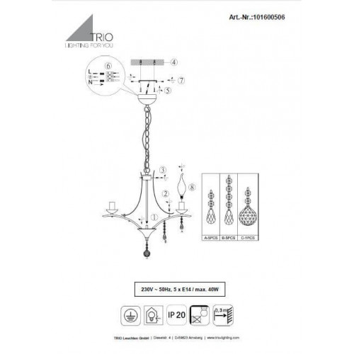 Люстра Trio LUCERNA 101600506
