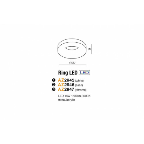 Стельовий світильник AZzardo RING LED 3000K AZ2947