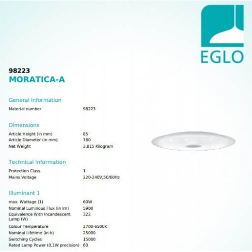 Стельовий світильник Eglo MORATICA-A 98223
