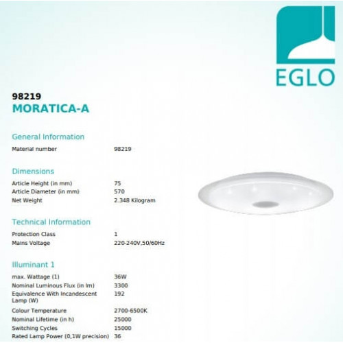 Стельовий світильник Eglo MORATICA-A 98219