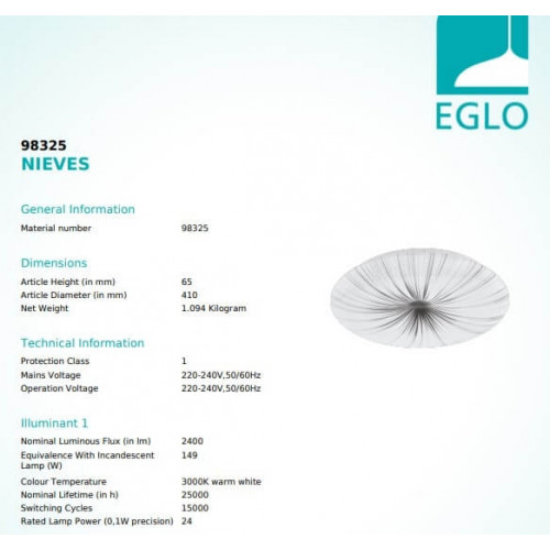 Стельовий світильник Eglo NIEVES 98325