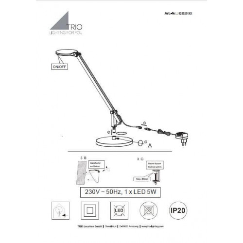 Настільна лампа TRIO ROTTERDAM 528020101