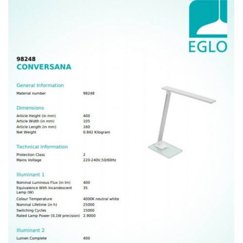 Настільна лампа Eglo CONVERSANA 98248