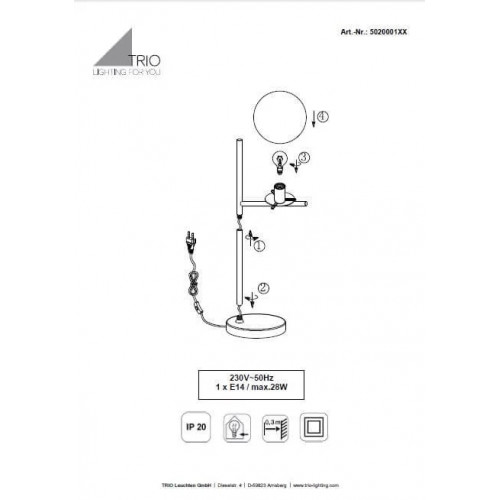 Настільна лампа Trio PURE 502000142