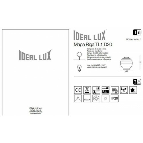 Настільна лампа Ideal Lux MAPA RIGA 161433