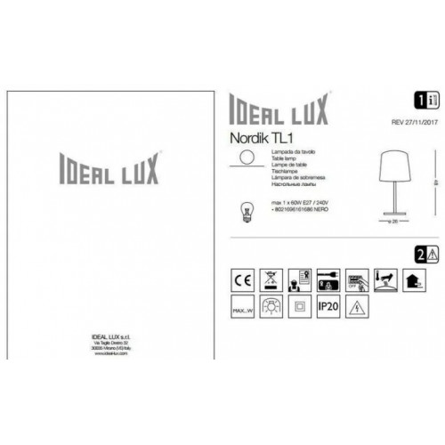 Настільна лампа Ideal Lux NORDIK 161686