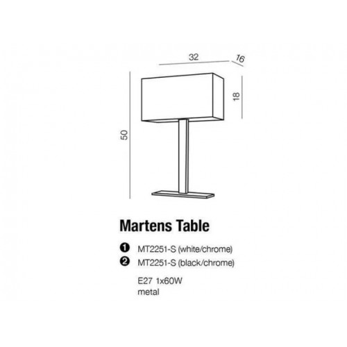 Настільна лампа AZzardo MARTENS AZ1527 (MT2251SWH)