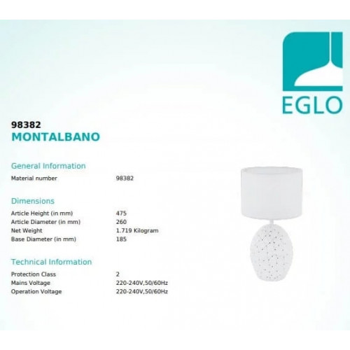Настільна лампа Eglo MONTALBANO 98382