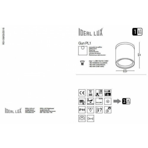 Світильник вуличний Ideal Lux 092324 GUN