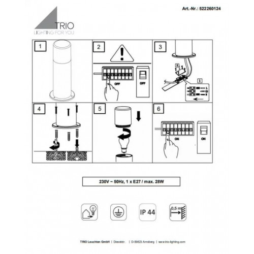 Світильник вуличний Trio 524060142 HOOSIC