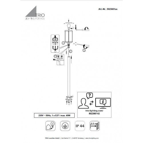 Світильник вуличний Trio 502360124 TANARO