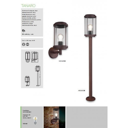 Світильник вуличний Trio 502360124 TANARO