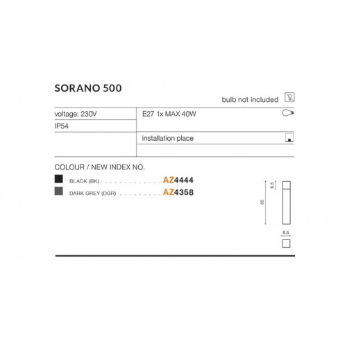 Світильник вуличний Azzardo AZ4358 SORANO, 50 см