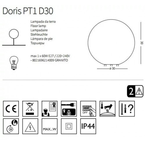 Світильник вуличний Ideal Lux 214009 DORIS