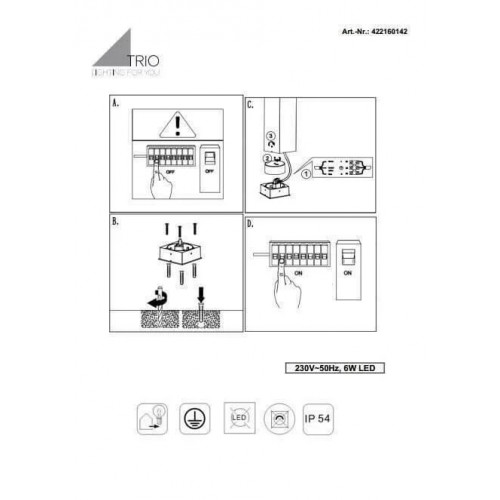 Світильник вуличний Trio 422160142 EBRO