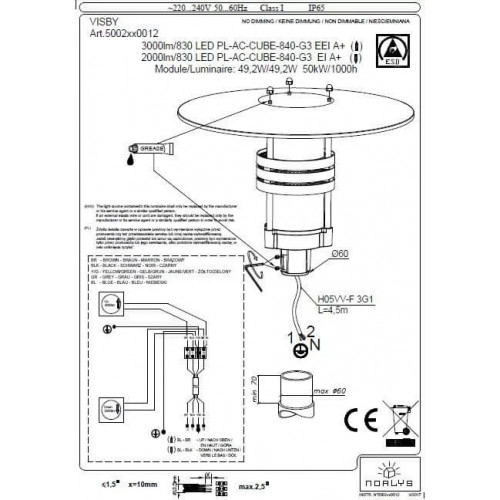 Світильник вуличний Norlys 5002GR VISBY
