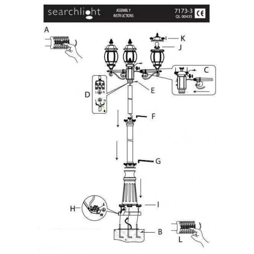 Світильник вуличний Searchlight 7173-3 BEL AIRE