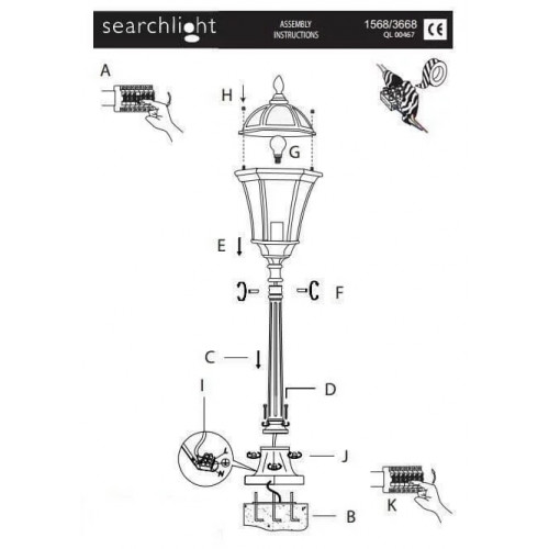 Світильник вуличний Searchlight 1568 CAPRI