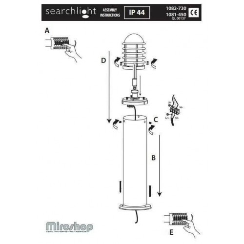 Світильник вуличний Searchlight 1086-450 BOLLARDS