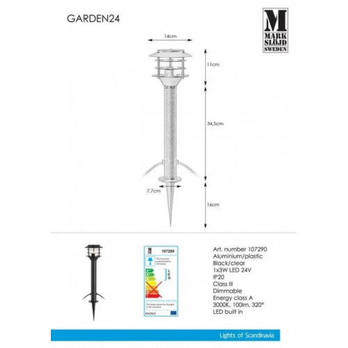 Світильник вуличний Markslojd 107290 GARDEN 24