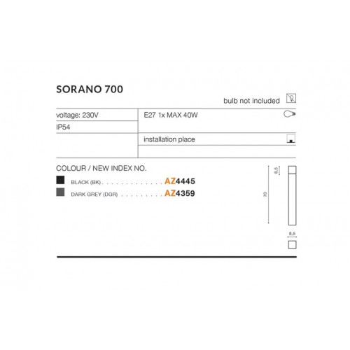Світильник вуличний Azzardo AZ4445 SORANO, 70 см