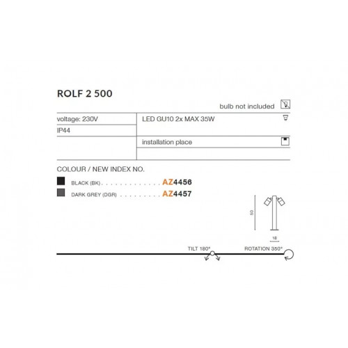 Світильник вуличний Azzardo AZ4457 ROLF, 50 см