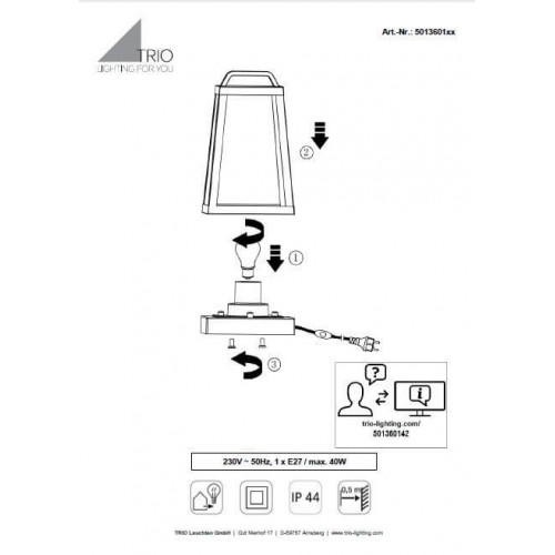 Декоративний вуличний світильник TRIO ARKANSAS 501360124