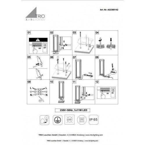 Світильник вуличний Trio 422360142 LOGONE
