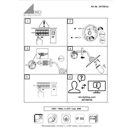 Світильник вуличний Trio 220360142 SUEZ