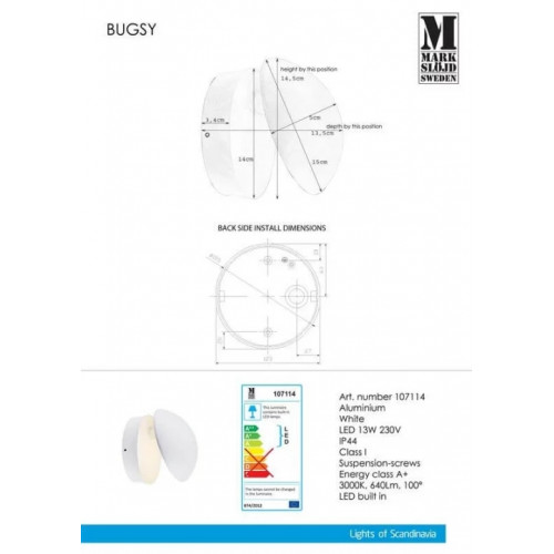 Світильник вуличний Markslojd 107114 BUGSY
