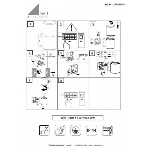 Світильник вуличний Trio 222260124 HOOSIC