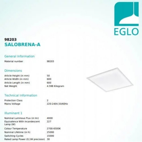 Стельовий світильник Eglo SALOBRENA 98203