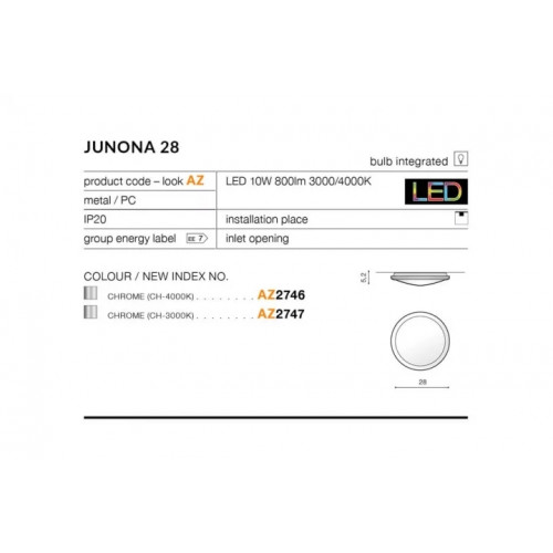 Стельовий світильник AZzardo JUNONA 28 4000K AZ2746