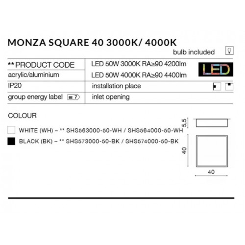Стельовий світильник AZzardo MONZA SQUARE 40 AZ2273 (SHS56300050WH)