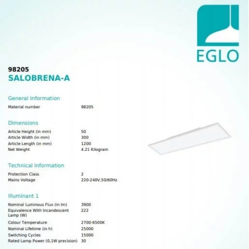 Стельовий світильник Eglo SALOBRENA-A 98205