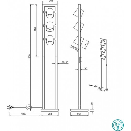 Стельовий світильник Trio SALSA 626710532