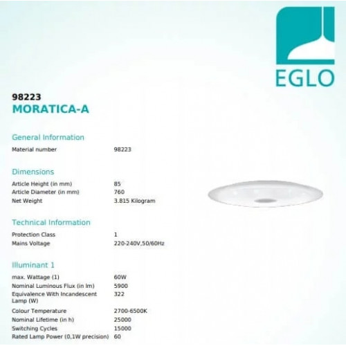 Стельовий світильник Eglo MORATICA 98223