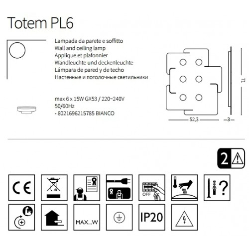 Стельовий світильник Ideal Lux TOTEM 215785