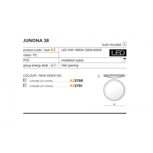 Стельовий світильник AZzardo JUNONA 38 3000K AZ2751
