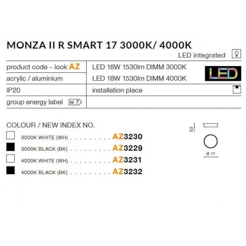 Стельовий світильник Azzardo MONZA II R SMART 17 AZ3232