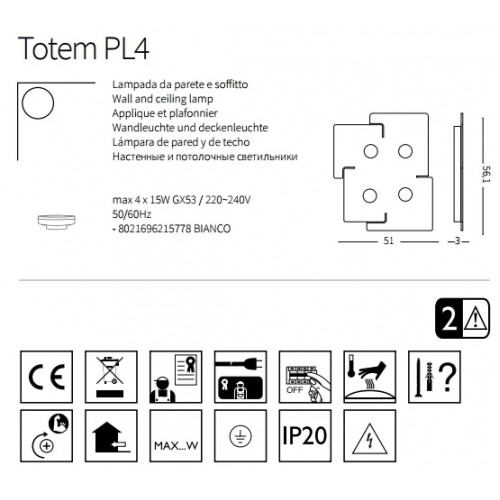 Стельовий світильник Ideal Lux TOTEM 215778