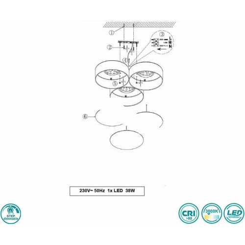 Стельовий світильник Trio LUGANO 621910302