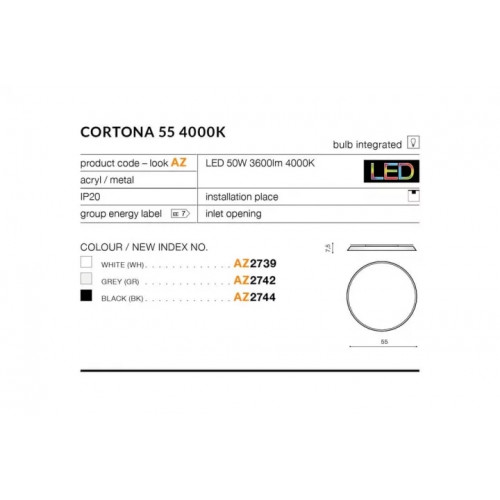 Стельовий світильник AZzardo CORTONA 55 4000K AZ2744