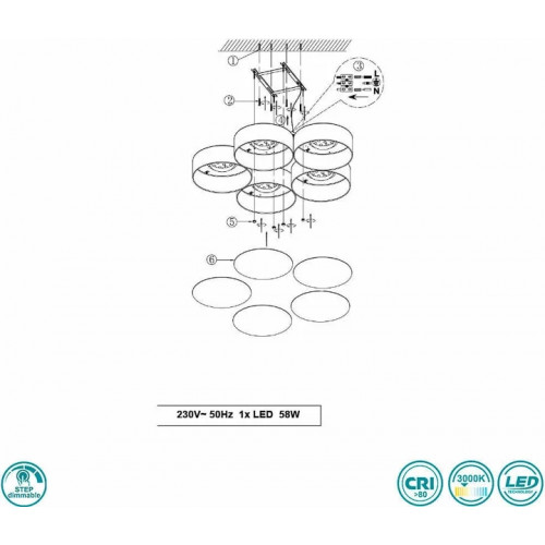 Стельовий світильник Trio LUGANO 621910501