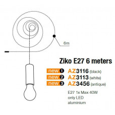 Патрон зі шнуром AZzardo ZIKO E27 6 meters AZ3116
