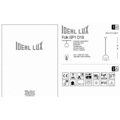 Люстра Ideal Lux FOLK 174204